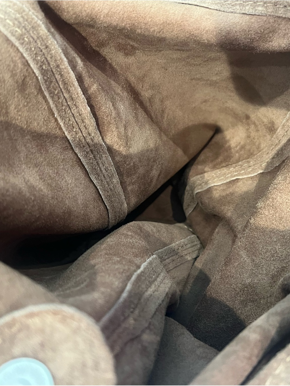 NWT ASRJ Suede Brown/Taupe Slouch Bag - Picture 6 of 8